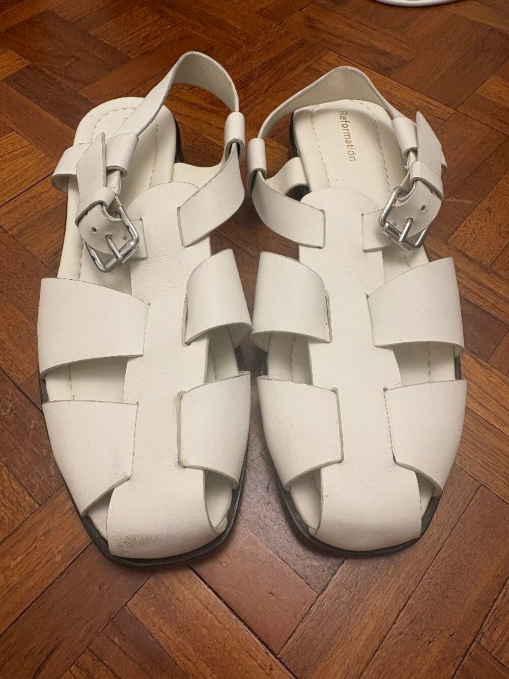 Reformation Freya Fisherman Sandals White Leather Size 7